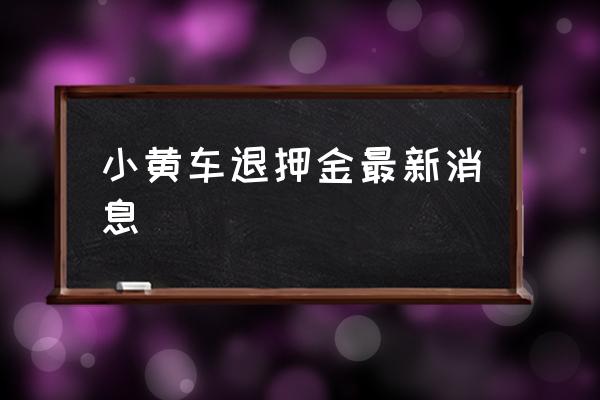 小黃車退押金最新消息 小黃車余額怎么退？