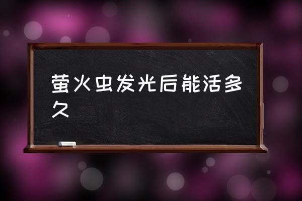 螢火蟲發(fā)光后能活多久 瑩火蟲為什么會發(fā)光？