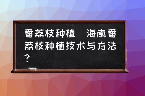番荔枝種植(海南番荔枝種植技術(shù)與方法？)