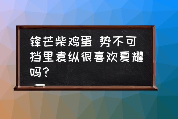 鋒芒柴雞蛋 勢不可擋里袁縱很喜歡夏耀嗎？