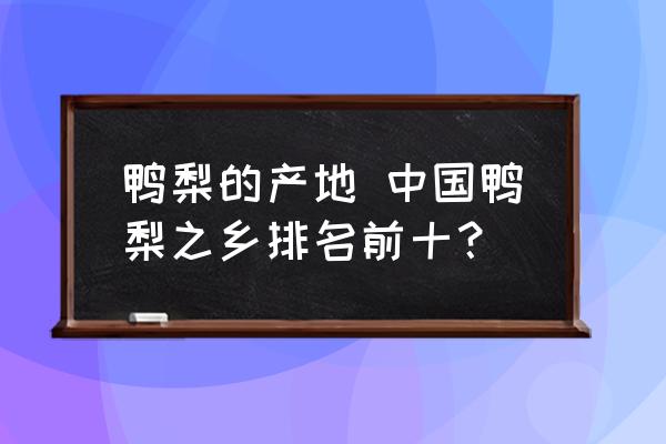鴨梨的產地 中國鴨梨之鄉(xiāng)排名前十？