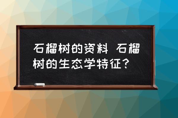 石榴樹的資料 石榴樹的生態(tài)學(xué)特征？