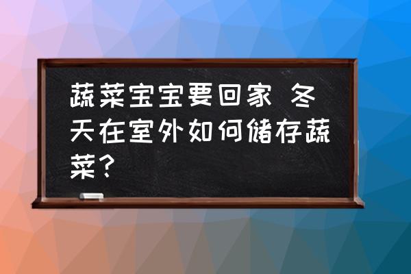 蔬菜寶寶要回家 冬天在室外如何儲(chǔ)存蔬菜？