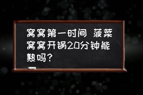 窩窩第一時(shí)間 菠菜窩窩開鍋20分鐘能熟嗎？