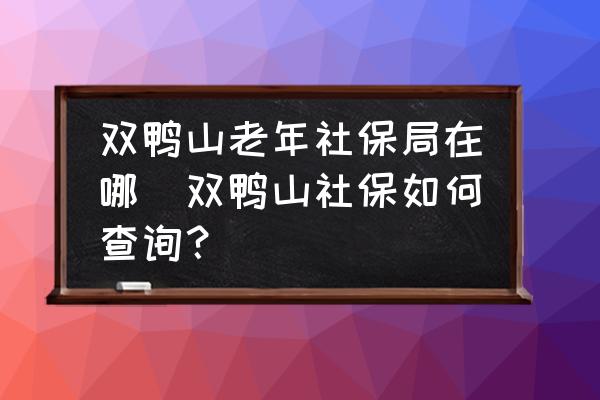雙鴨山老年社保局在哪(雙鴨山社保如何查詢？)
