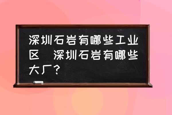 深圳石巖有哪些工業(yè)區(qū)(深圳石巖有哪些大廠？)