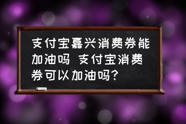 支付寶嘉興消費(fèi)券能加油嗎 支付寶消費(fèi)券可以加油嗎？