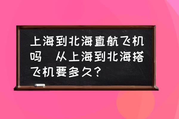 上海到北海直航飛機嗎(從上海到北海搭飛機要多久？)
