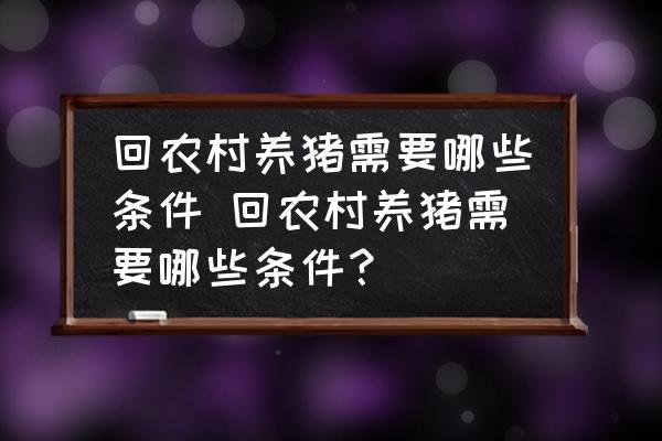 回農(nóng)村養(yǎng)豬需要哪些條件 回農(nóng)村養(yǎng)豬需要哪些條件？