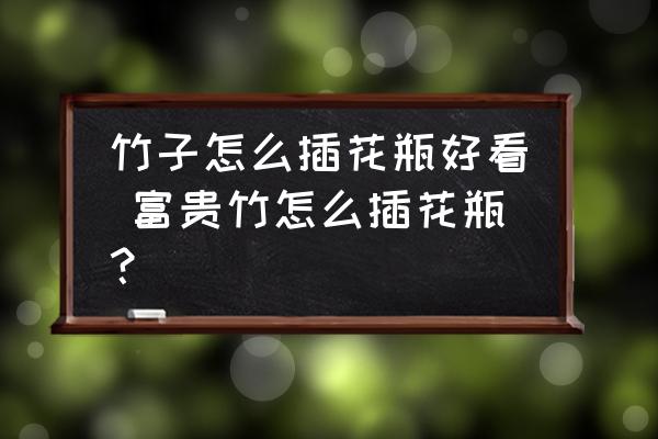 竹子怎么插花瓶好看 富貴竹怎么插花瓶？