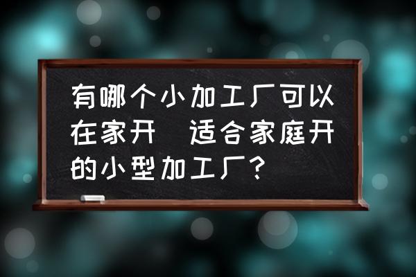 有哪個小加工廠可以在家開(適合家庭開的小型加工廠？)