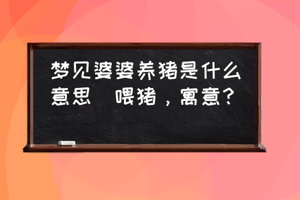 夢見婆婆養(yǎng)豬是什么意思(喂豬，寓意？)