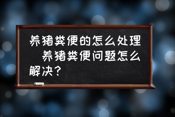 養(yǎng)豬糞便的怎么處理(養(yǎng)豬糞便問題怎么解決？)