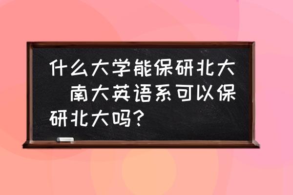 什么大學(xué)能保研北大(南大英語系可以保研北大嗎？)