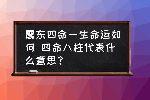 震東四命一生命運如何 四命八柱代表什么意思？